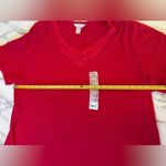 White Stag NWT V-Neck T-Shirt Red 2X (18W-20W) | Embroidered Neckline Plus Size Photo 3