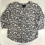 Cynthia Rowley  Snake‎ Skin Print Black White 100% Silk 3/4 Sleeve Women’s Top S Photo 2