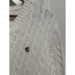 Ralph Lauren Lauren  Cable-Knit Cotton V-Neck Sweater White Size 1X Preppy Photo 2