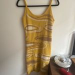 Yellow Swirl Cutout Knit Midi Dress Spaghetti Straps Photo 4