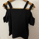 SheIn Double Strap Open Shoulder Black Shirt Photo 2