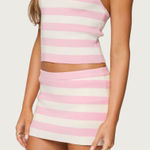 Edikted Pink and White Striped Tank Top and Skirt Set Photo 0