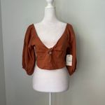 Billabong orange off-the-shoulder long sleeve crop top size L NWT Photo 1