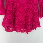 Isaac Mizrahi Fuchsia Lace Flared Sleeve Peplum Blouse Size XS Photo 6