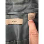 Vintage Dark Green Leather Jacket Button‎ Front Fitted Lined Cropped I.E. Y2K Pink Size L Photo 3