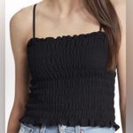 Treasure & Bond  Black Smocked Tie Cropped Cami size Small Photo 0