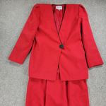Karen Scott Vintage Womens Suit 8 Red Black Piping Single Button Jacket Skirt Photo 10