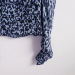 ZARA  Blue Ruffled Smocked Long Sleeve Cheetah Print Blouse Photo 4