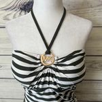 Michael Kors Green & White Striped Halter Tank Swim Suit Top Photo 1