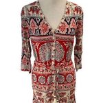 Chaser Women's XS Boho Red Patterned Long Sleeve Dress V-Neck Casual Photo 0