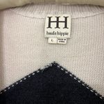 Haute Hippie Merino Wool ARGYLE CARDIGAN SWEATER Long Line Sz L Photo 3