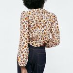 ZARA Quilted Floral Printed Top Size XS Photo 1