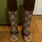 Gucci Monogram Jumbo GG Cordovan Lux Zelda Harness Riding Boots Camel Ebony New Acero Size 37.5 Photo 0