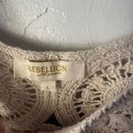 Rebellion  Crochet Tank Top Cream Sleeveless Festival Boho‎ Women's L Photo 5