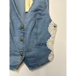 Ramy Brook  Ellis Lace Panel Denim Vest Blue Cotton Size 4 NWT Boho Waistcoat Photo 5