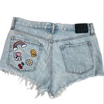 ZARA  Denim High Rise Jean Shorts Sz 10 Light Blue Distressed HIPPIE Festival NEW Photo 3