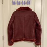 EUC | Robert Philippe women’s burgundy faux shearling lined belt jacket — medium Red Photo 5