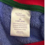 secret treasures  Sleepwear Happy Holla Days Blue Red Green‎ Plush Top Size 2X Photo 4
