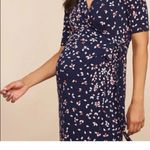 Motherhood  Blue Sheath Midi Dress V-Neck Short Sleeve Size L Photo 3