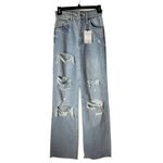 ZARA  Jeans Women 0 Blue Light Wash Denim‎ Ripped Distressed Wide Leg NWT Photo 1
