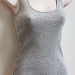 EXPRESS Vintage Scoop Neck Sparkle Tank Top Gray Ribbed Pullover Small Stretchy Photo 4
