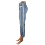 Pistola Blue High Rise Side Stripe Distressed Crop Cigarette Denim Jeans Size 27 Photo 1