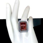 LORI BONN Sterling Silver Amber Cabochon Rope Bezel Cocktail Ring Photo 0