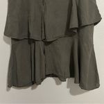 ZARA  green linen blend ruffle tiered midi skirt women’s size small Photo 4