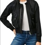 Free People  Black Midnight Satin Full Zip Oversized Bomber Jacket L Photo 3