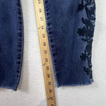 Band of Gypsies Lola Skinny Ankle Jeans Womens 29 Blue Denim Raw Hem Embroidered Photo 5