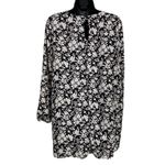 Trixxi Black/White/Pink Floral Chiffon Crochet Dress Long Sleeve Size M Lined Photo 3