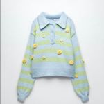 ZARA Floral Knit Embroidered Sweater Photo 6