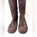 a.n.a . 9 Tall Suede Wedge Heel Zip Boots Chocolate Brown Photo 4