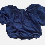 Ophelia Roe  Shirt Womens Blue Puffs Texture Balloon Sleeve Burnout Photo 0