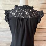 Cable & Gauge  Lace Eyelet Top Short Sleeveless Black Top Size Medium Photo 1