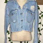 PacSun  Cropped Distressed Light Wash Denim Jacket Photo 0