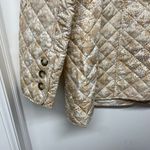 Chico's  Womens Quilted Jacket Cream Beige Floral Print Button Up Size 3/16-18/XL Photo 3
