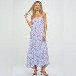 Storia NWT  Emmy lilac Embroidered Floral cottage western chiffon Maxi Dress L Photo 2