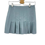 Aureum Sky Blue Vegan Leather Pleated Skirt Size Small Photo 2