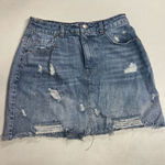 Gianni Bini  Women’s Frayed Hem Distressed Denim Jean Mini Skirt Blue Size 9 J Photo 0