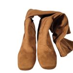 Nordstrom Rack Cognac Nalla Microfiber Square Toe Block Heel Boots 5 Photo 5