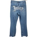 Juicy Couture Lunita Flare Jeans 12 Silver Metallic Logo Photo 2