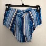 Lemlem  Eshal High Waist Bikini Bottom Blue Striped Swimwear Size‎ Small Stylish Photo 0