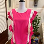 Jealous Tomato  NWOT Pink and White Ruffle Pleated Sleeve Top Photo 0