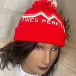 Pikes Peak Colorado Vintage knitted red/off white pom beanie Red Photo 0