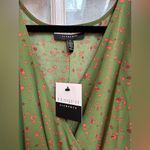 Eloquii Elements Plus Size Sage Green Mixed Print Midi Dress Peplum Size 14 NWT Photo 8