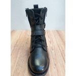 Hush Puppies  Women's Boots Combat Leather Side Zip Buckle Block Heels Black Sz 5 Photo 5