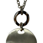 Chico's Gold Tone Disk Pendant Necklace Tortoise Circle Accent Chain 35" Photo 0