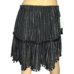 Allison New York Women’s Size M Black White Chiffon Pom Pom Trim Tiered Skirt Size M Photo 3