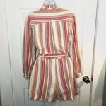 Francesca’s Coco & Jaimeson Brand Rosy Stripe Belted Linen Romper Cream Pink M Red Size M Photo 10